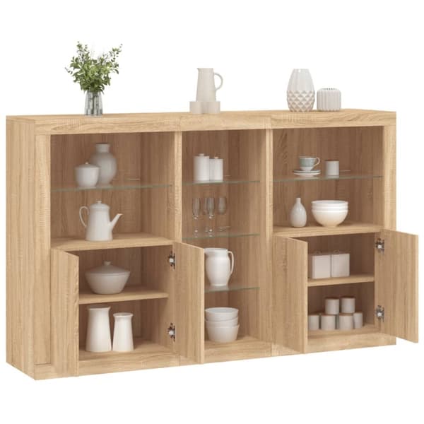 Skänk med LED-belysning sonoma-ek 162x37x100 cm