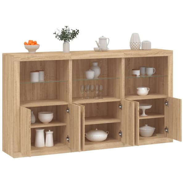 Skänk med LED-belysning sonoma-ek 181,5x37x100 cm