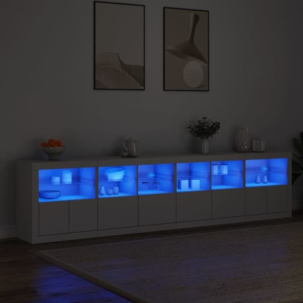 Skänk med LED-belysning vit 283x37x67 cm