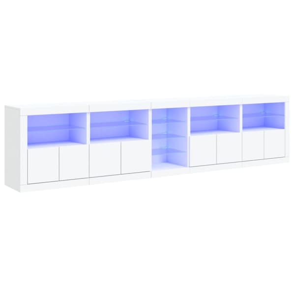 Skänk med LED-belysning vit 283x37x67 cm