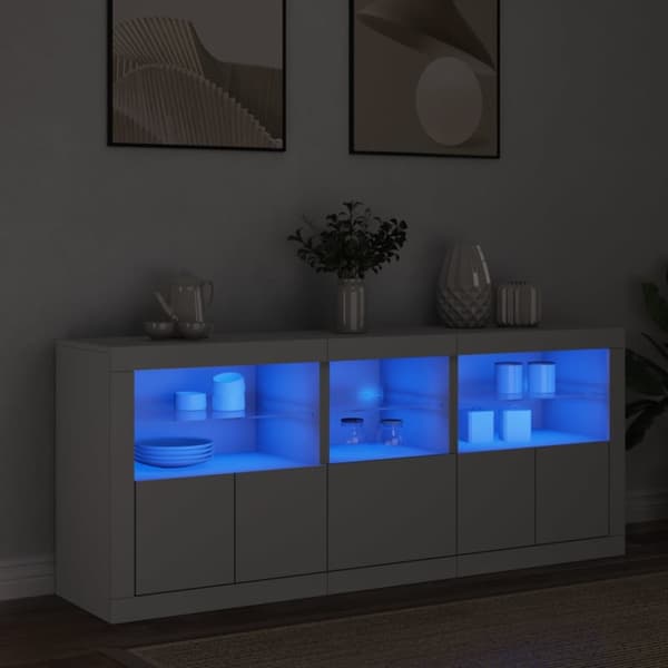 Skänk med LED-belysning vit 162x37x67 cm