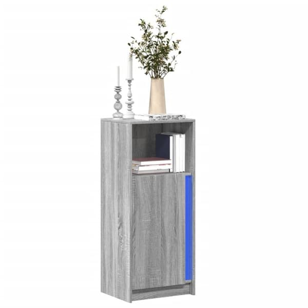 Skänk med LED grå sonoma 42,5x34x100 cm konstruerat trä