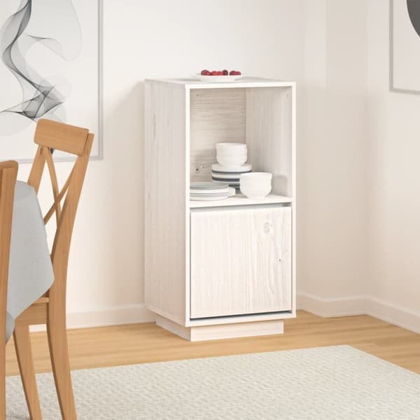 Skåp vit 38x35x80 cm massiv furu