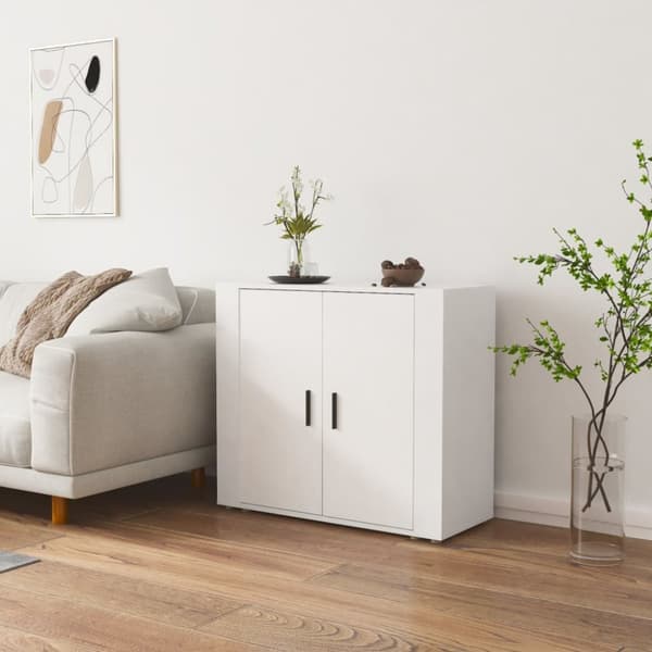 Skänk vit 80x33x70 cm konstruerat trä