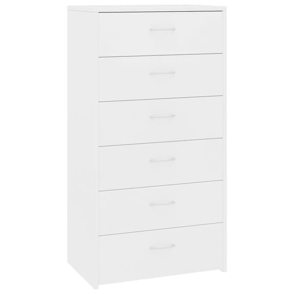 Skänk med 6 lådor vit 50x34x96 cm konstruerat trä