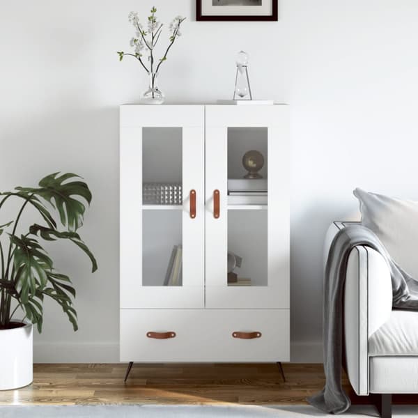 Högskåp vit 69,5x31x115 cm konstruerat trä