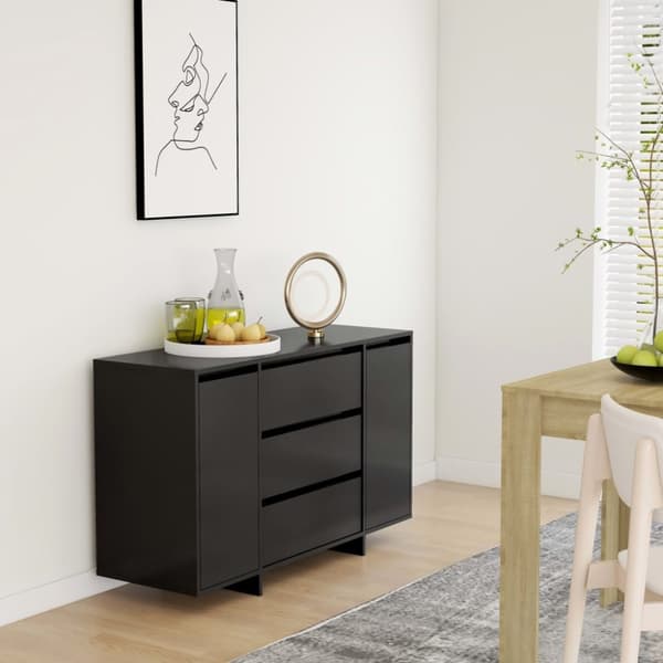 Skänk med 3 lådor svart 120x41x75 cm konstruerat trä