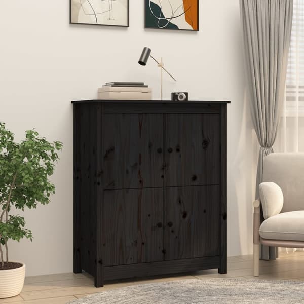 Skänk svart 83x41,5x100 cm massiv furu