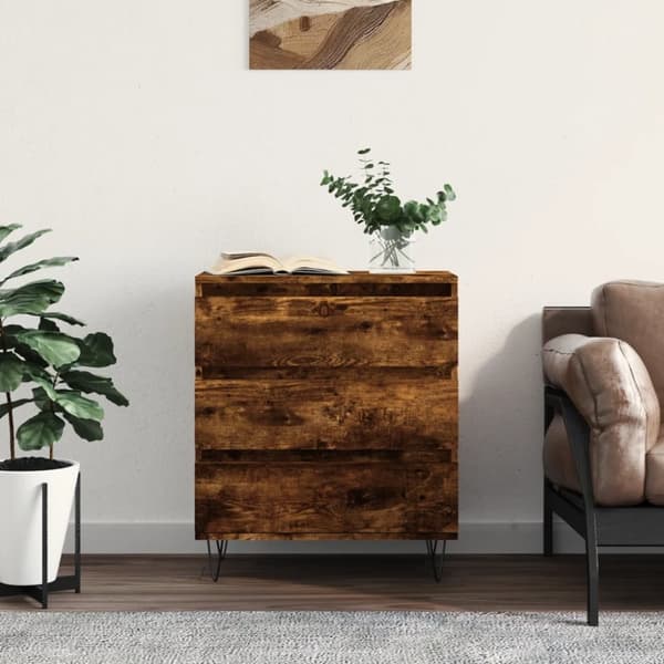Byrå rökfärgad ek 60x35x70 cm konstruerat trä