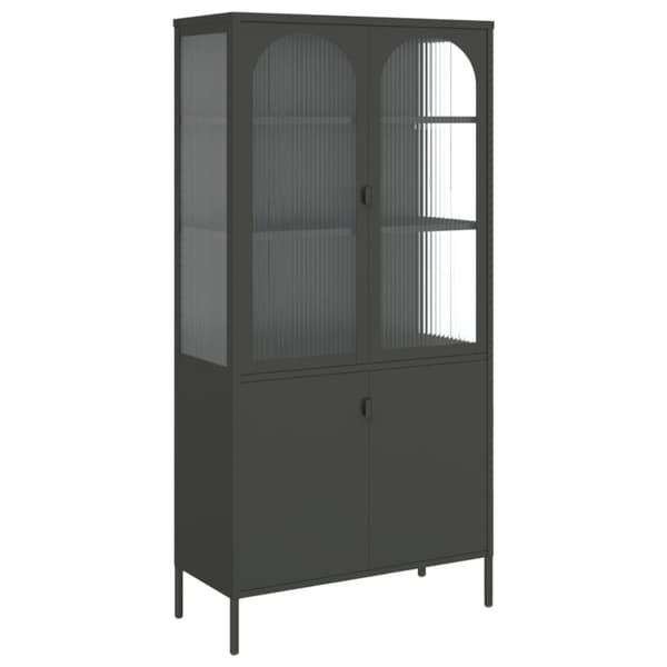 Högskåp svart 90x40x180 cm glas och stål