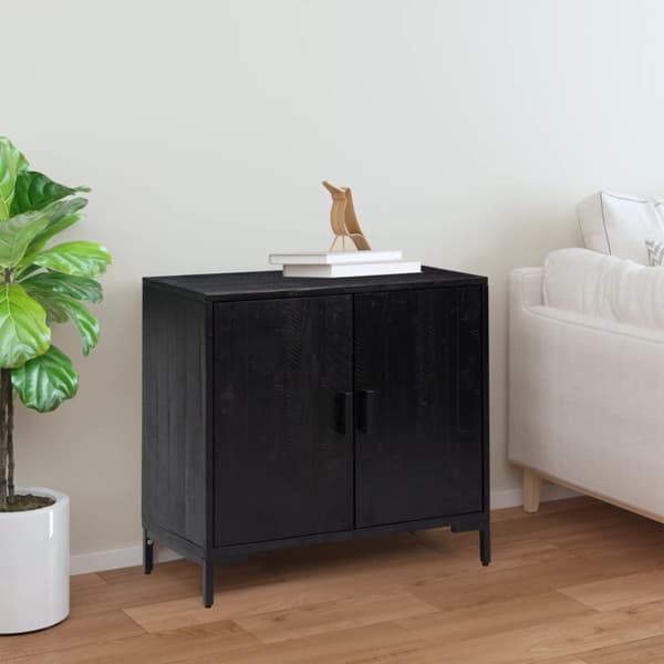 Skänk svart 75x35x70 cm massiv furu