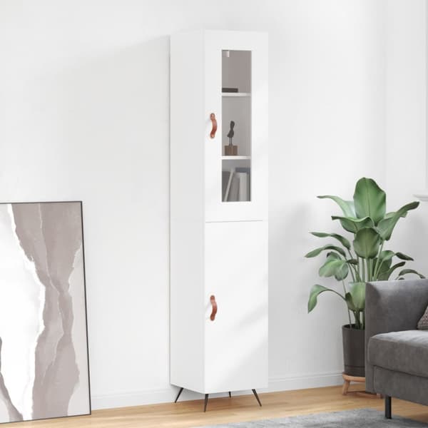 Högskåp vit 34,5x34x180 cm konstruerat trä