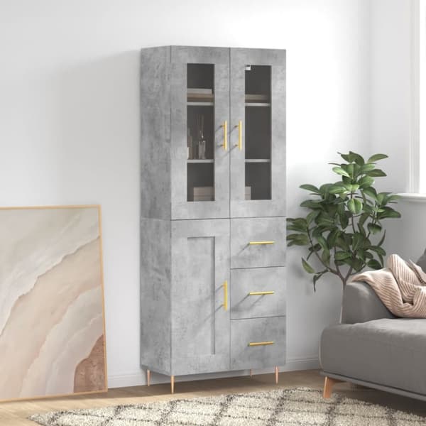 Högskåp betonggrå 69,5x34x180 cm konstruerat trä
