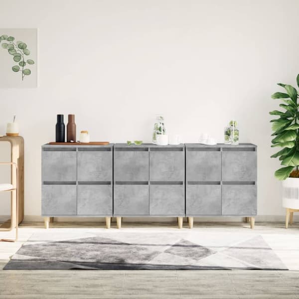 Skänk 3 st betonggrå 60x35x70 cm konstruerat trä