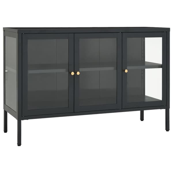 Skänk antracit 105x35x70 cm stål och glas