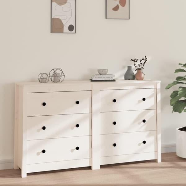 Skänk vit 140x35x80 cm massiv furu