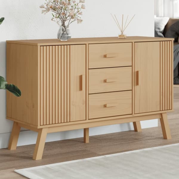 Skänk OLDEN brun 114x43x73,5 cm massiv furu