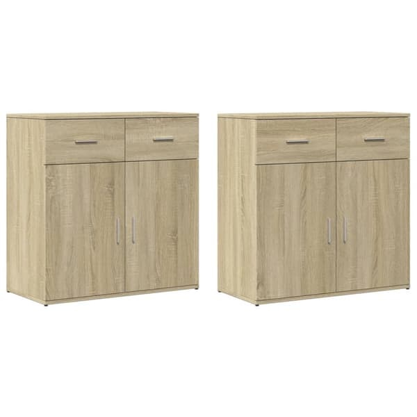 Skänkar 2 st sonoma-ek 79x38x80 cm konstruerat trä