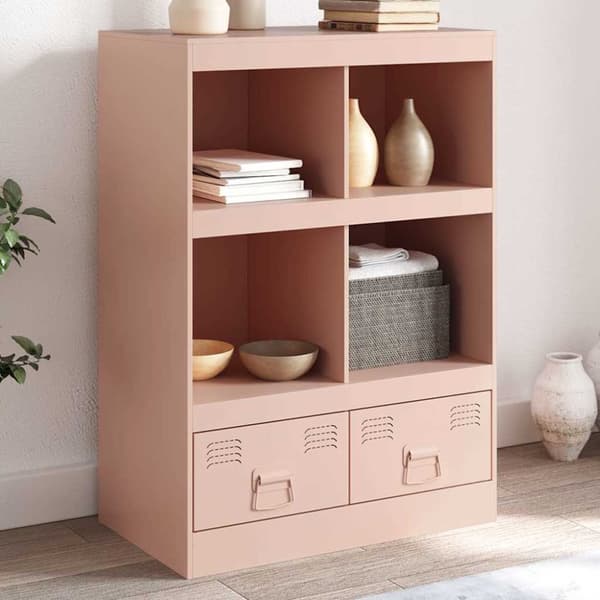 Högskåp rosa 67x39x95 cm stål