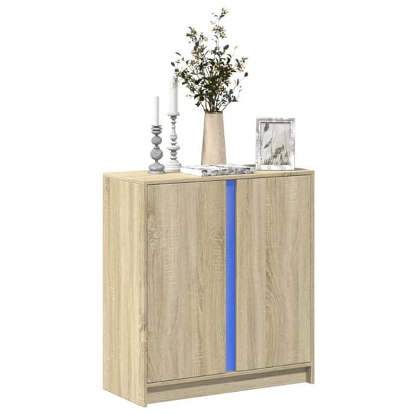 Skänk med LED sonoma-ek 77x34x85 cm konstruerat trä