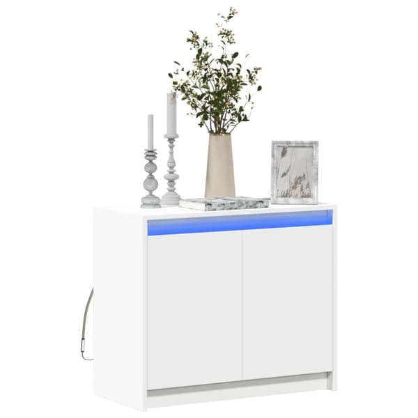 Skänk med LED vit 72x34x61 cm konstruerat trä