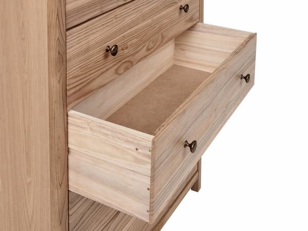 Skänk med 5 Lådor Ljust Naturligt Trä Förvaring Byrå Sovrum Vardagsrum Rustik Stil