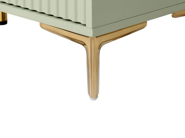 Kommode Grønn MDF 6 skuffer Metallben Håndtak Riflede Fronter Moderne Design Soverom Stue