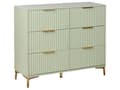 Miniatyrbilde 1 av 9: Kommode Grønn MDF 6 skuffer Metallben Håndtak Riflede Fronter Moderne Design Soverom Stue