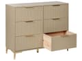 Miniatyrbillede 4 af 9: Kommode Beige MDF 6 skuffer Metalben Håndtag Riflede fronter Moderne design Soveværelse Stue