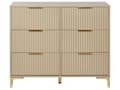 Miniatyrbillede 5 af 9: Kommode Beige MDF 6 skuffer Metalben Håndtag Riflede fronter Moderne design Soveværelse Stue