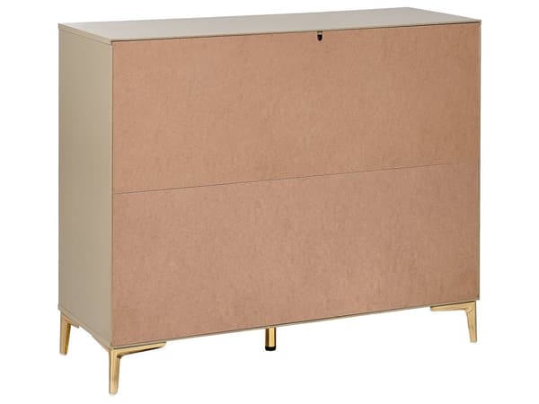 Kommode Beige MDF 6 skuffer Metalben Håndtag Riflede fronter Moderne design Soveværelse Stue