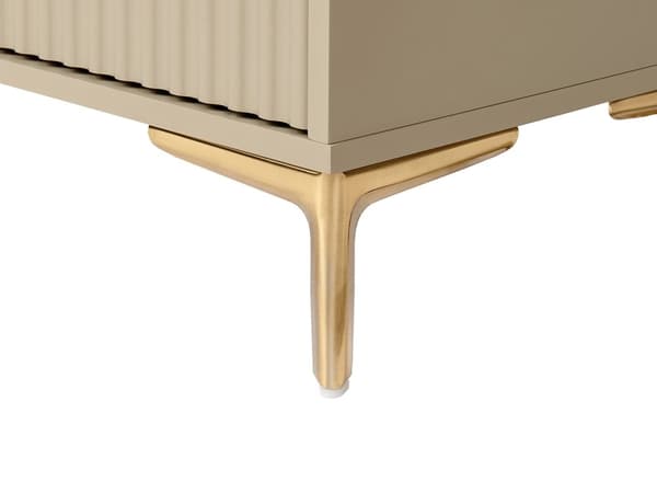 Kommode Beige MDF 6 skuffer Metalben Håndtag Riflede fronter Moderne design Soveværelse Stue