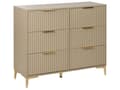 Miniatyrbillede 1 af 9: Kommode Beige MDF 6 skuffer Metalben Håndtag Riflede fronter Moderne design Soveværelse Stue