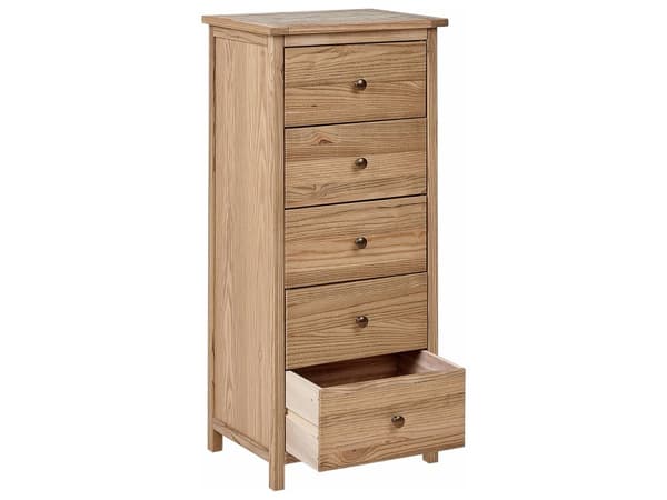 Kommode Lyst træ 5 skuffer Skænk Opbevaringsenhed Rustik stil og Moderne design