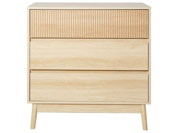 Kommode Lys Tre MDF 3 Skuffer Furu Ben Moderne Design Soverom Stue