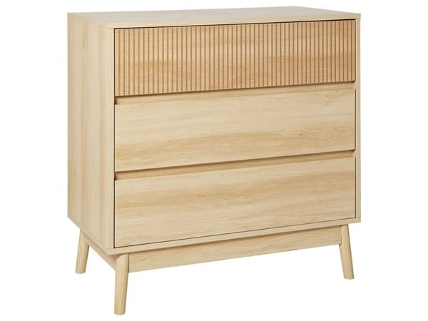Kommode Lys Tre MDF 3 Skuffer Furu Ben Moderne Design Soverom Stue