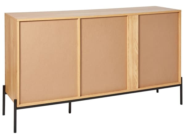 kommode lyst træ sort spånplade opbevaring 3 skuffer skab med 2 døre retro moderne stil stue soveværelse