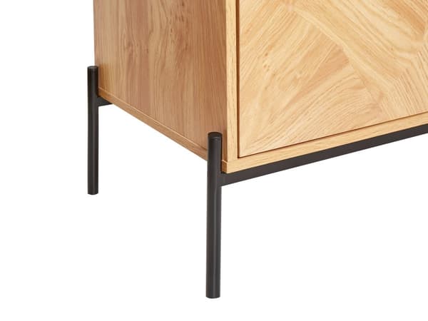kommode lyst træ sort spånplade opbevaring 3 skuffer skab med 2 døre retro moderne stil stue soveværelse