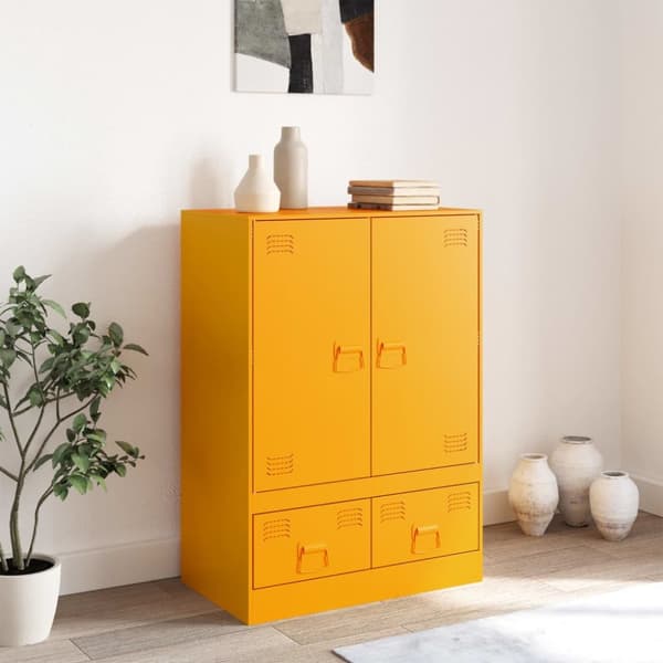 Högskåp senapsgul 67x39x95 cm stål