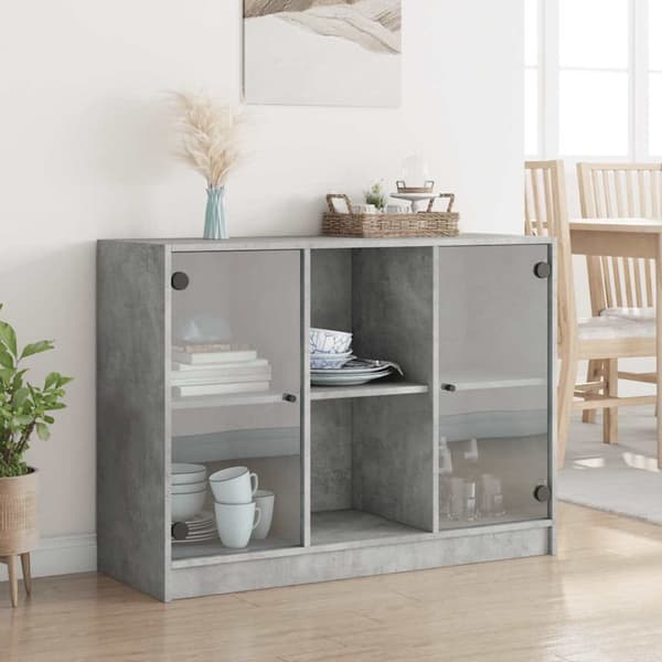 Skänk betonggrå 102x37x75,5 cm konstruerat trä