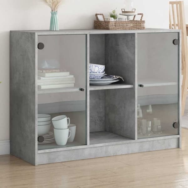 Skänk betonggrå 102x37x75,5 cm konstruerat trä