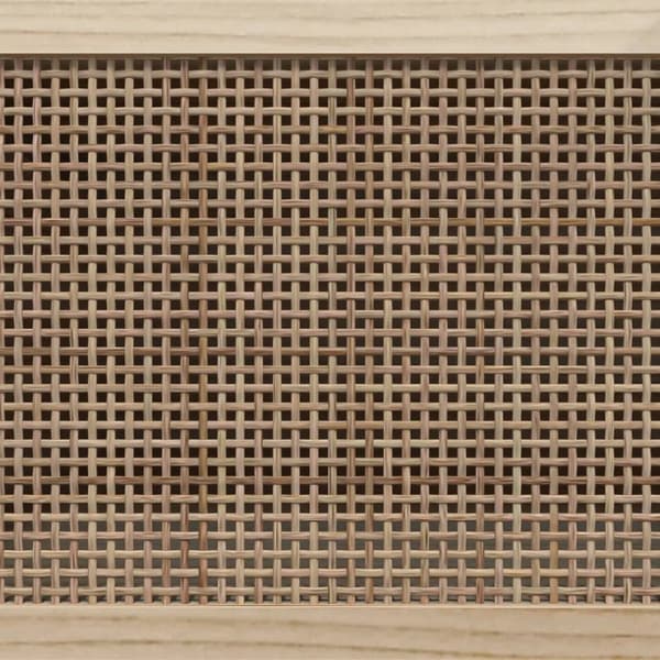 Skänk svart 60x30x70 cm massiv furu och naturlig rotting