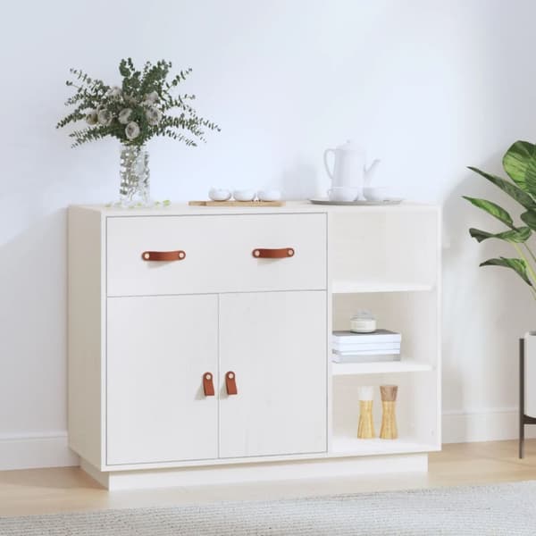 Skänk vit 98,5x40x75 cm massiv furu
