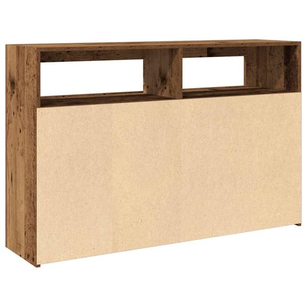 Skänk med LED åldrat trä 115,5x30x75 cm konstruerat trä