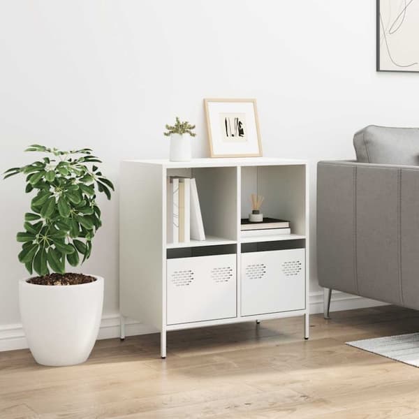 vidaXL Senkki Valkoinen 68x39x73,5 cm Kylmävalssattu teräs