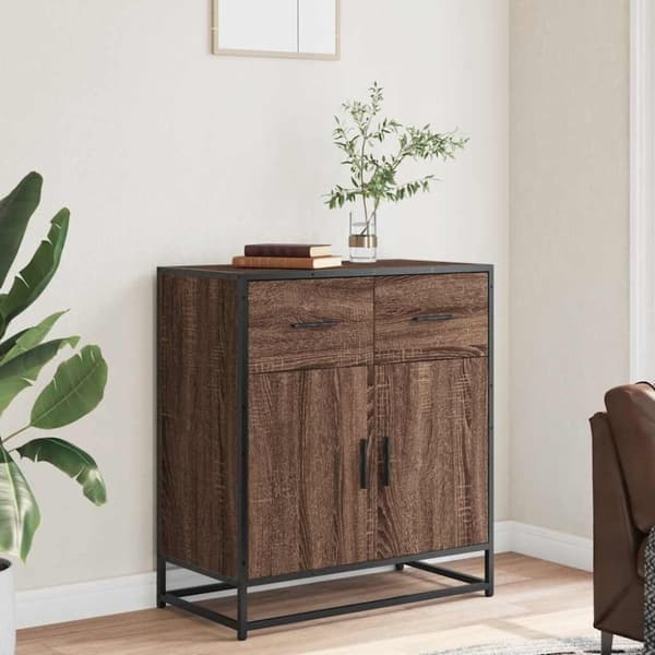vidaXL skuffeskab 68x35x76 cm konstrueret træ brun egetræsfarve