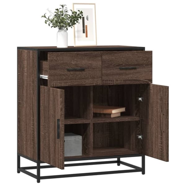 vidaXL skuffeskab 68x35x76 cm konstrueret træ brun egetræsfarve