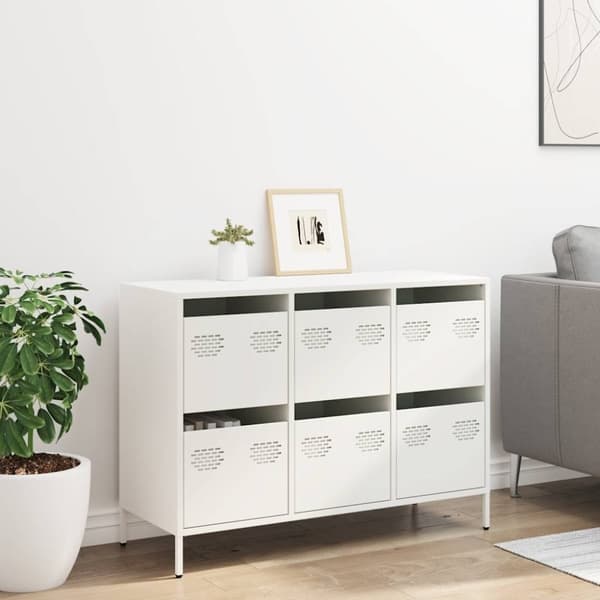 vidaXL skænk 101,5x39x73,5 cm koldvalset stål hvid
