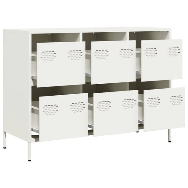vidaXL skænk 101,5x39x73,5 cm koldvalset stål hvid