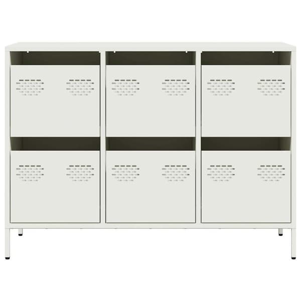 vidaXL skænk 101,5x39x73,5 cm koldvalset stål hvid